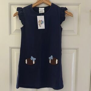 Blue Sheath Dress with Flutter Cap Sleeves and Crew Neck